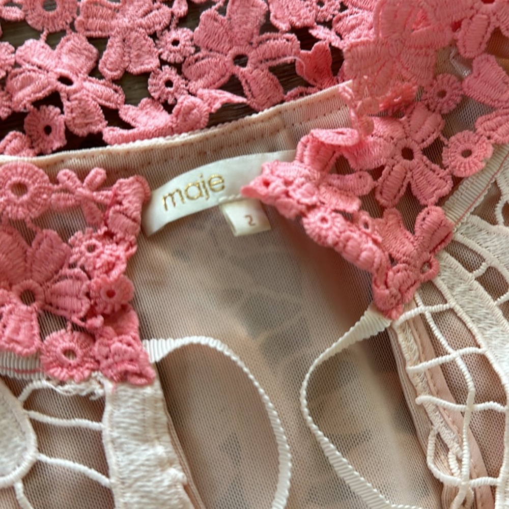 Maje Dress Pink Lace size 2 - Picture 2 of 4